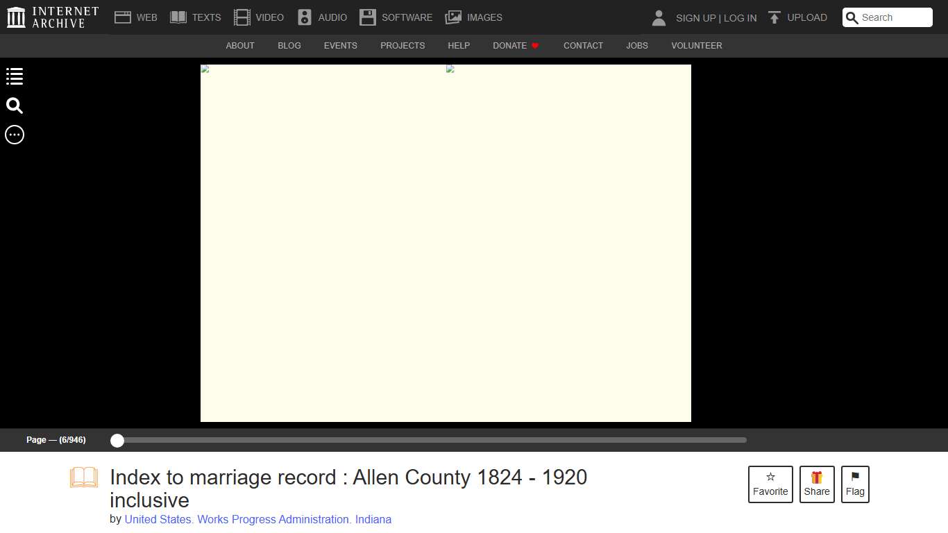 Index to marriage record : Allen County 1824 - 1920 inclusive : United States. Works Progress Administration. Indiana : Free Download, Borrow, and Streaming : Internet Archive