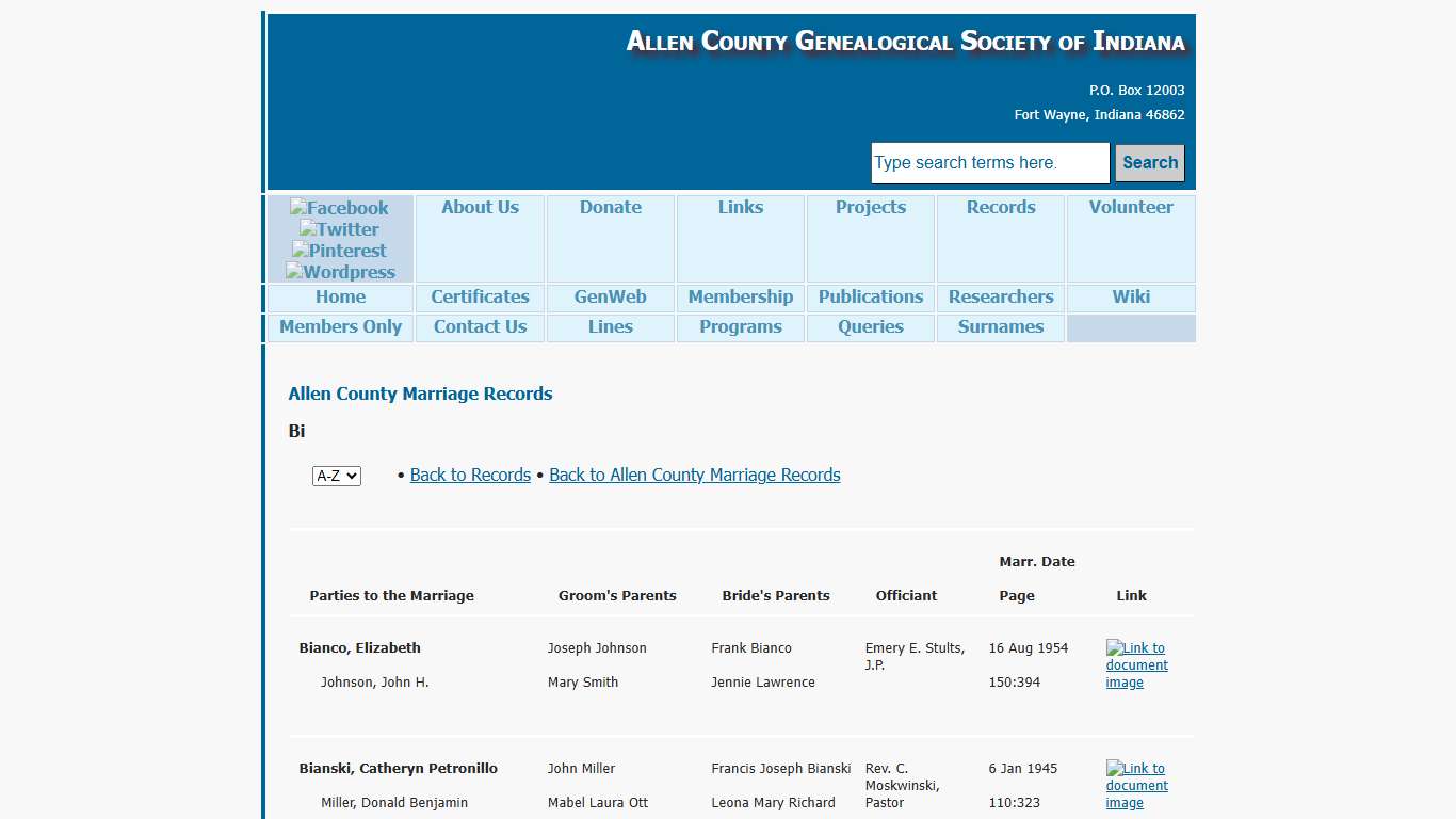 ACGSI - Allen County Marriages